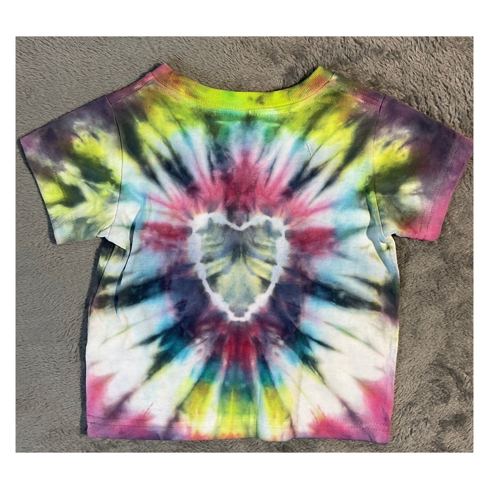 Rabbit Skins Tie Dye Heart T-Shirt Multicolor Size 2 - Picture 6 of 6